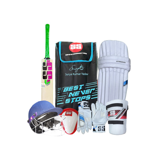 SS Josh Kashmir Willow Cricket Junior Kit, Complete Set with Accessories, Bat, Kit Bag, Gloves, Guards