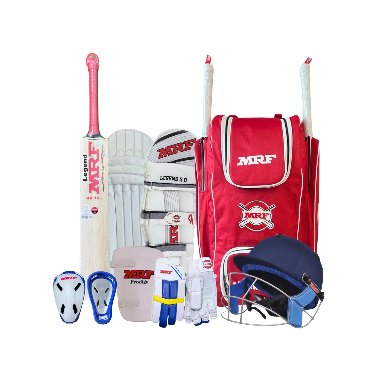 MRF Junior English Willow Legend VK 18 1.0 Cricket Kit Set - Complete Cricket Set for Junior Youth and Boys