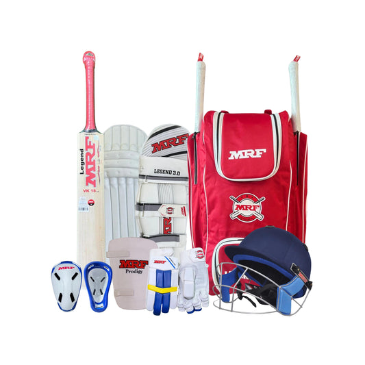 MRF Junior English Willow Legend VK 18 1.0 Cricket Kit Set - Complete Cricket Set for Junior Youth and Boys