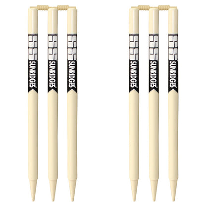 SS Wood Stumps for Cricket 2nd Grade - 6pc Stumps and 4pc Bails